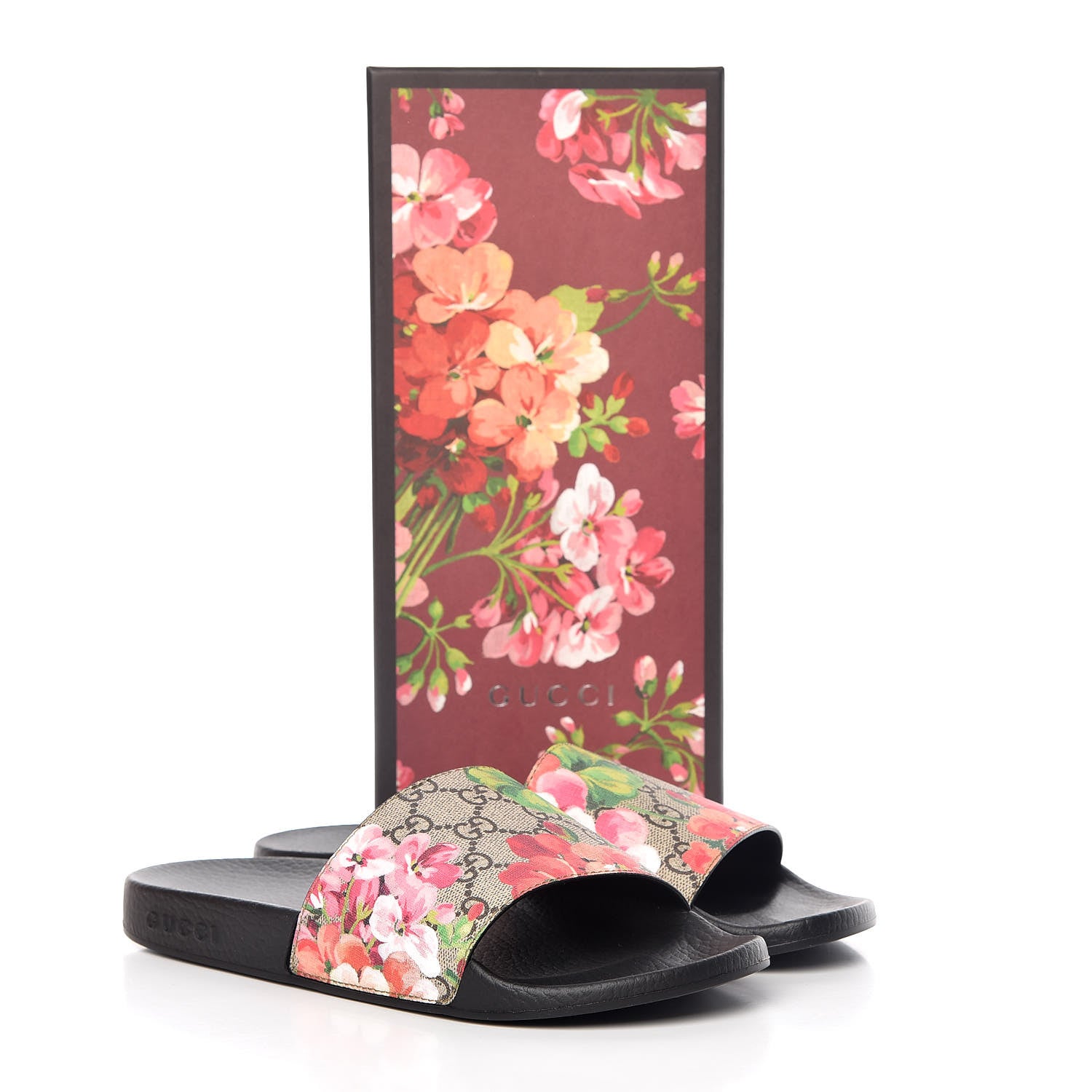 Gucci GG Supreme Monogram Blooms Slide Sandals 39 Beige Multicolor 8 of 8