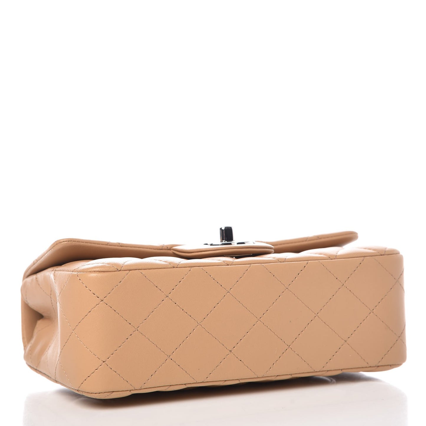 Lambskin Quilted Mini Rectangular Flap Beige