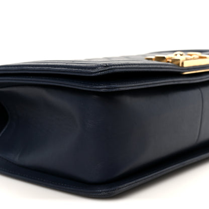 Chanel Lambskin Quilted Medium Boy Flap Dark Navy 9 of 10