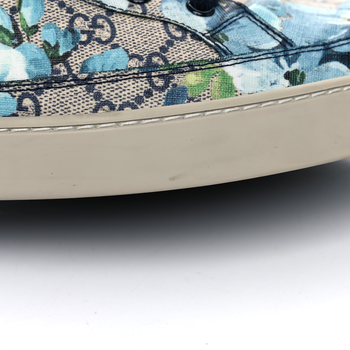 GG Supreme Monogram Blooms Mens High Top Sneakers 12 Beige Blue