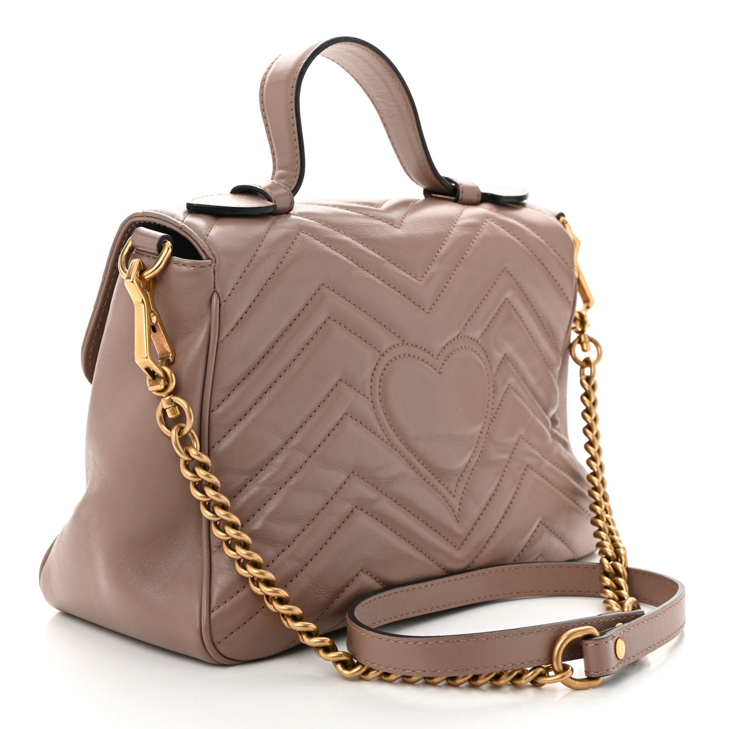 Calfskin Matelasse Small GG Marmont Top Handle Shoulder Bag Porcelain Rose