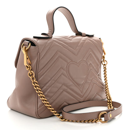 Gucci Calfskin Matelasse Small GG Marmont Top Handle Shoulder Bag Porcelain Rose 3 of 11