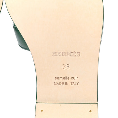 Hermes Calfskin Oran Sandals 36 Vert Electrique 6 of 8