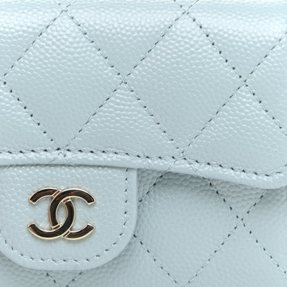 Chanel Caviar Quilted Flap Card Holder Wallet Light Blue 12 of 13