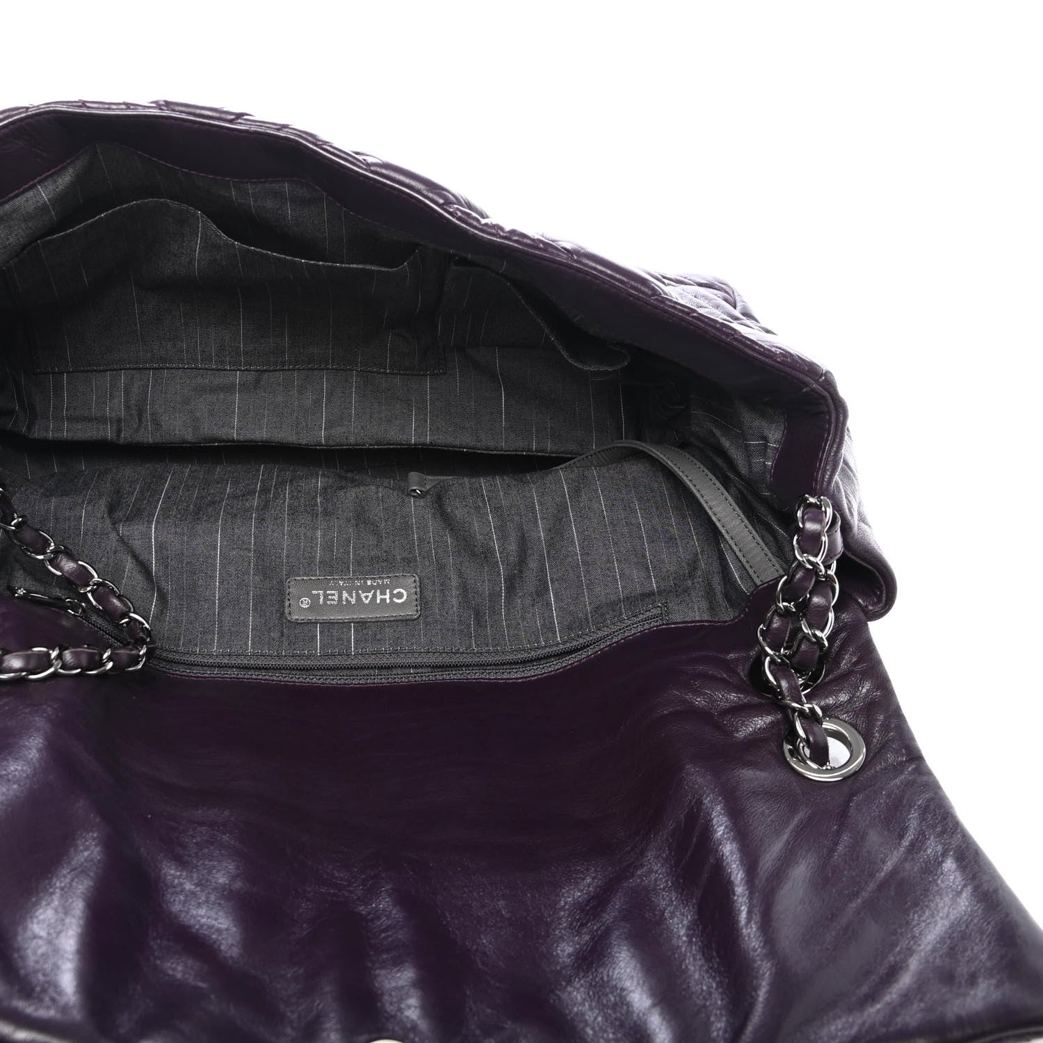 Chanel Lambskin In and Out XL Maxi Flap Dark Purple 4 of 4