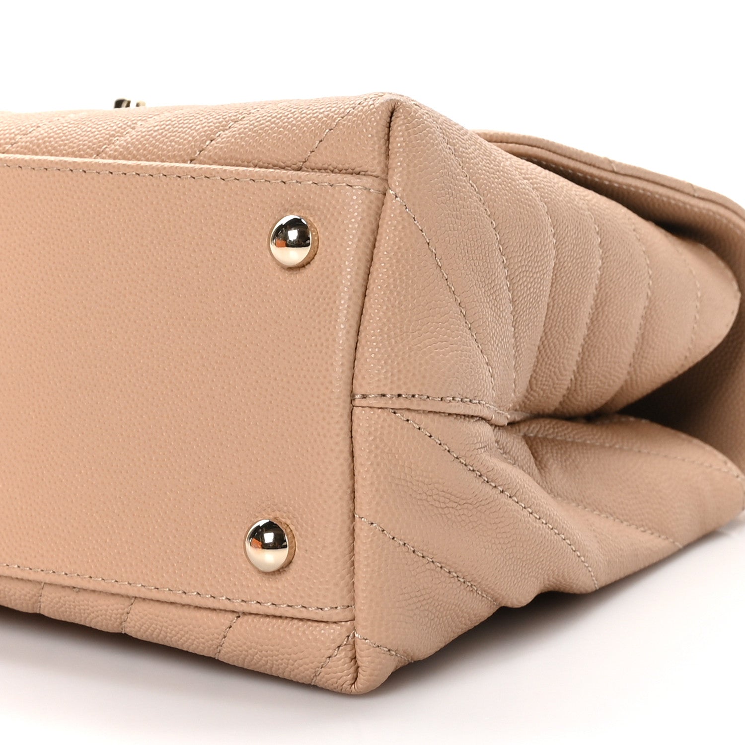 Chanel Caviar Chevron Quilted Small Coco Handle Flap Beige 10 of 11