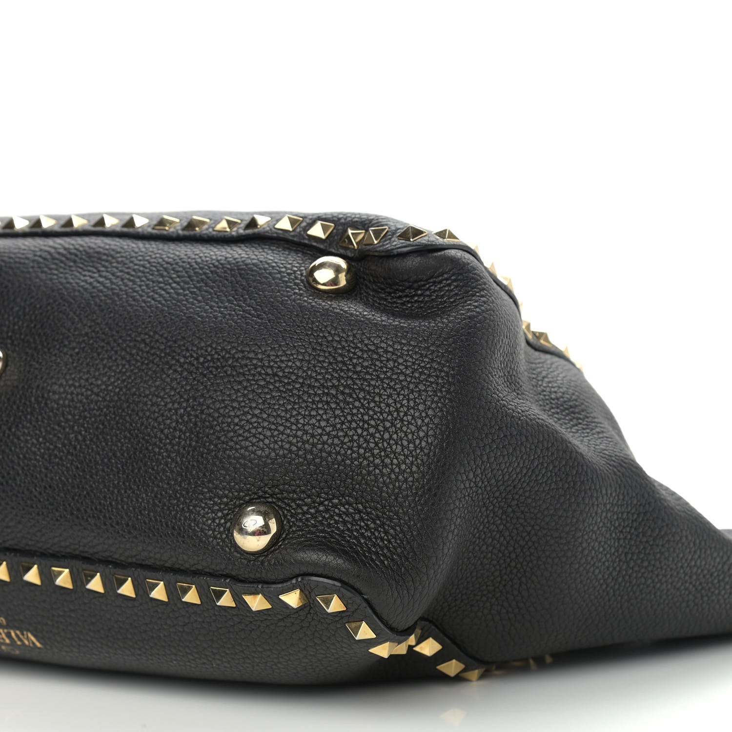 Valentino Garavani Pebbled Calfskin Medium Rockstud Tote Black 9 of 9
