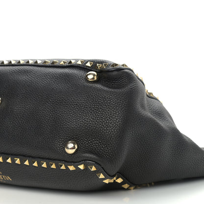 Valentino Garavani Pebbled Calfskin Medium Rockstud Tote Black 9 of 9
