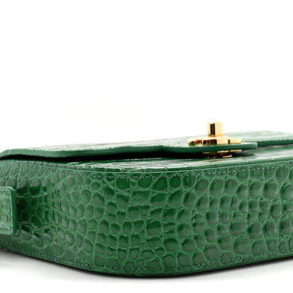 Chanel Calfskin Crocodile Embossed Turn Around Mini Flap Emerald 9 of 10