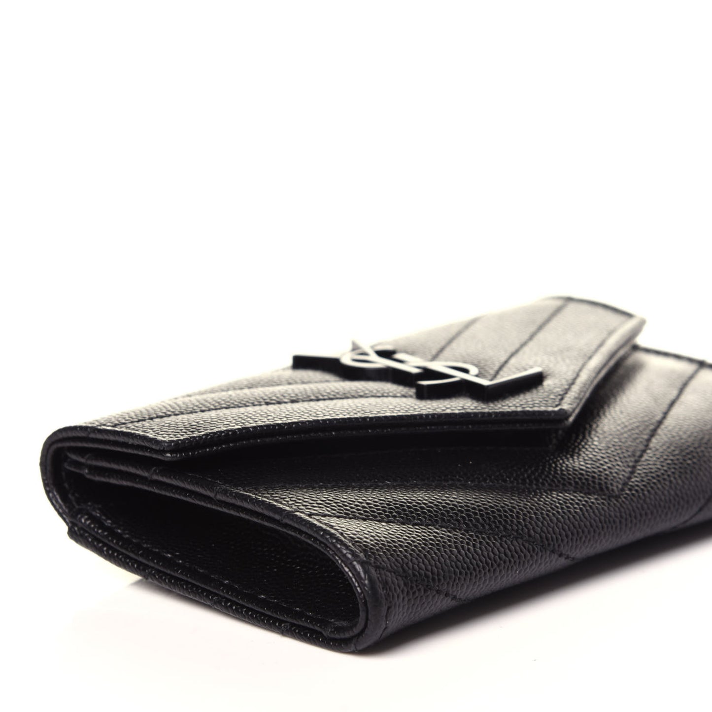 Grain De Poudre Matelasse Chevron Small Monogram Envelope Wallet Black