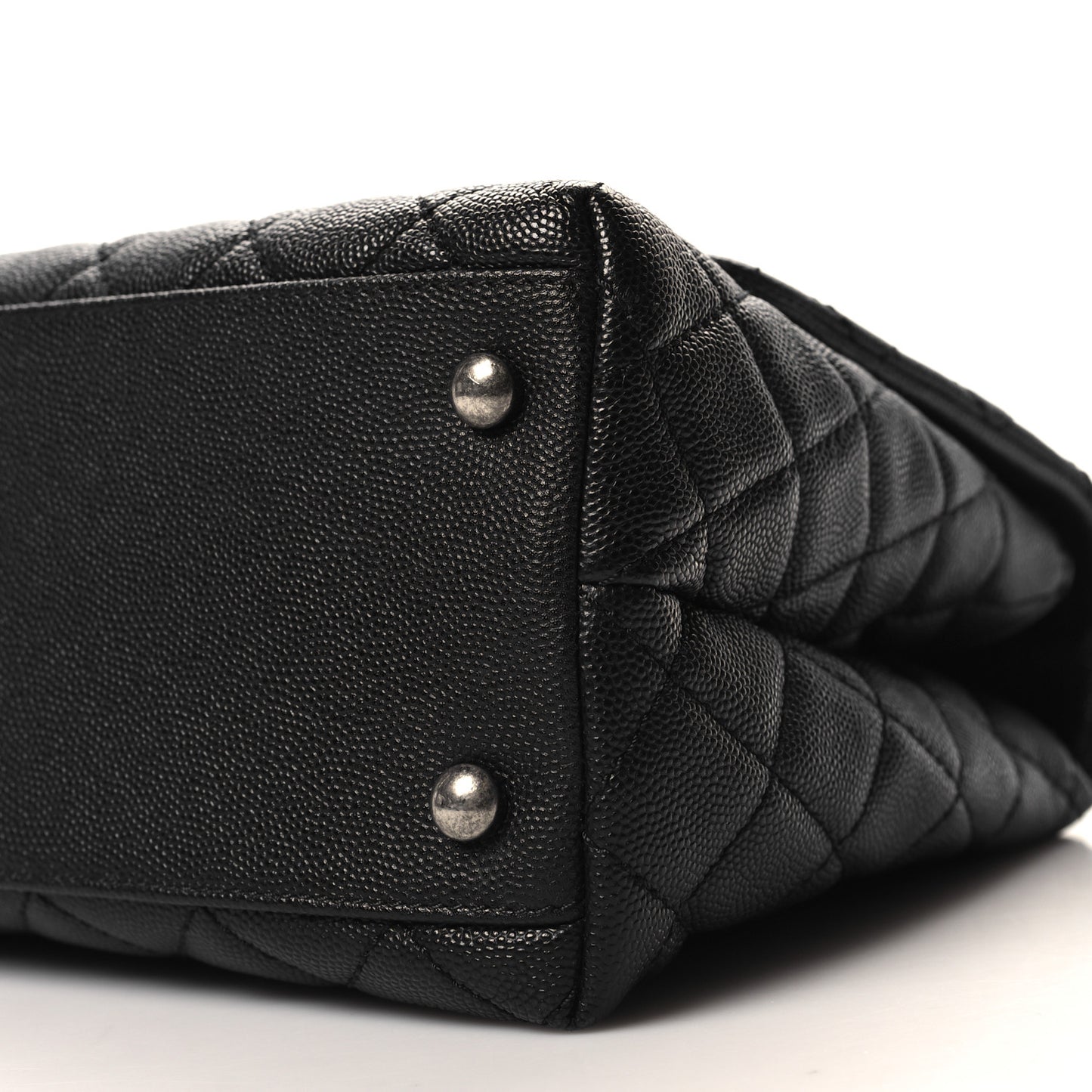 Caviar Lizard Quilted Small Coco Handle Flap Black