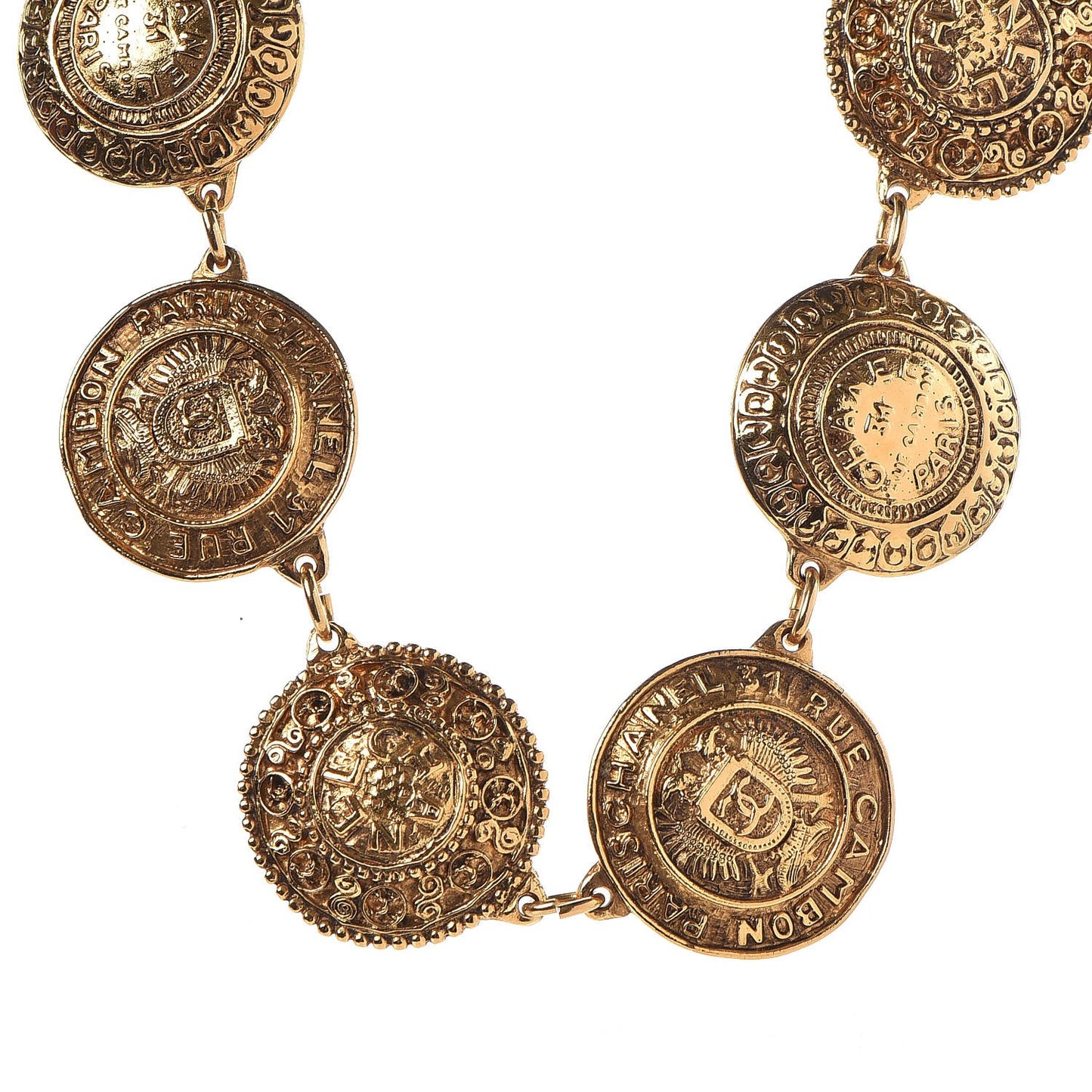 31 Rue Cambon Paris CC Medallion Necklace Gold