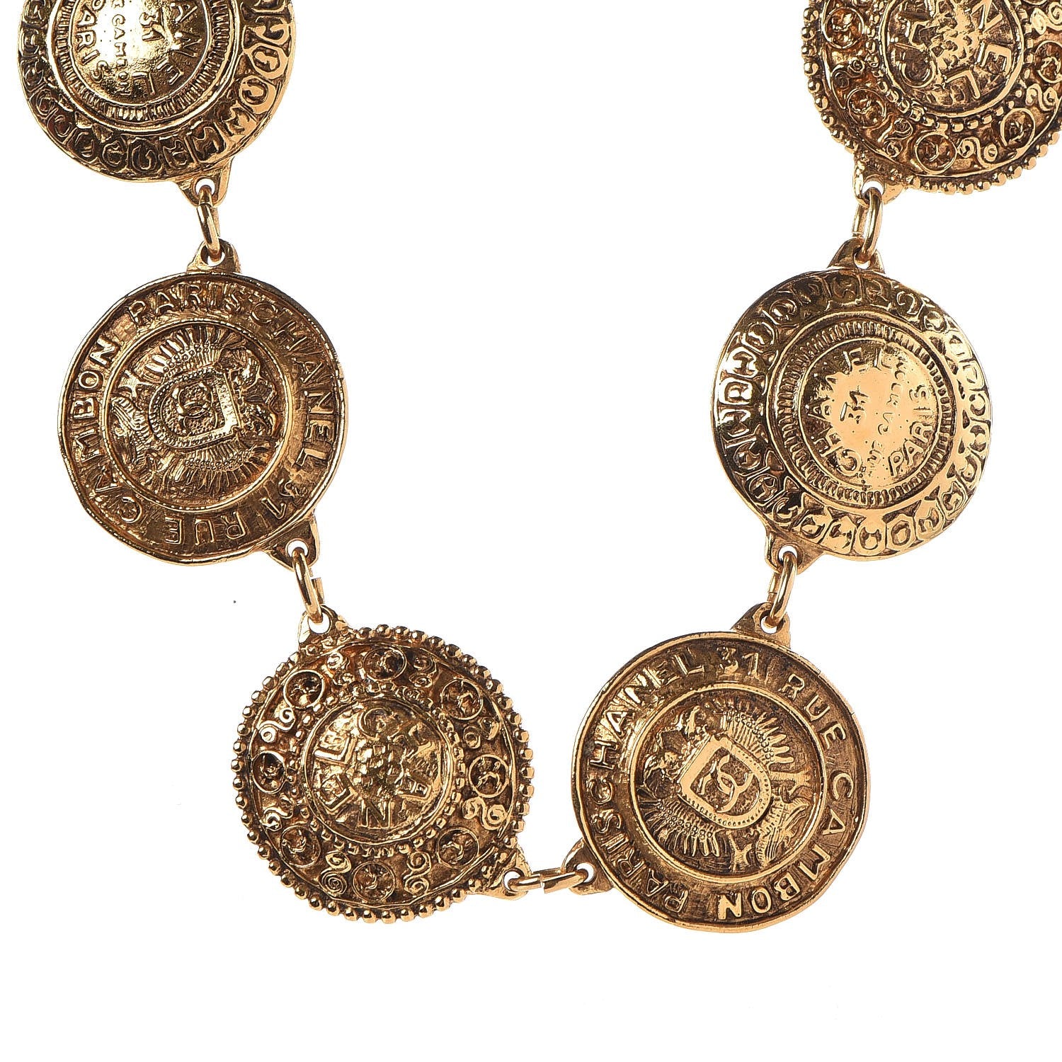 Chanel 31 Rue Cambon Paris CC Medallion Necklace Gold 1 of 5