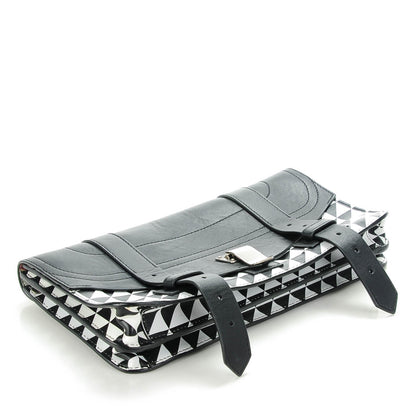 Proenza Schouler Triangle Print Calfskin PS1 Pochette Clutch Black White 4 of 8