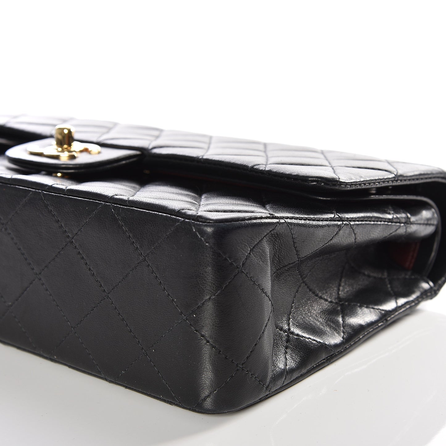 Lambskin Quilted Medium Double Flap Black