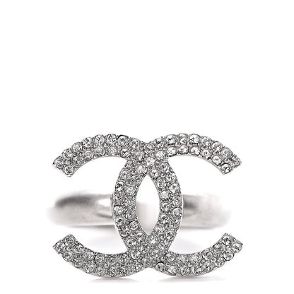 Chanel Crystal CC Ring 5.75 Silver 1 of 4