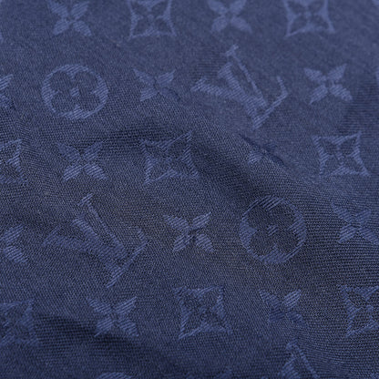 Louis Vuitton Silk Wool Monogram Shawl Navy 3 of 3