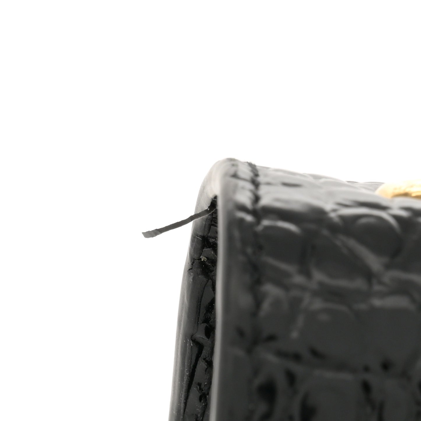 Calfskin Crocodile Embossed Medium Classic Monogram Kate Tassel Satchel Black