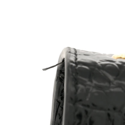 Saint Laurent Calfskin Crocodile Embossed Medium Classic Monogram Kate Tassel Satchel Black 11 of 13