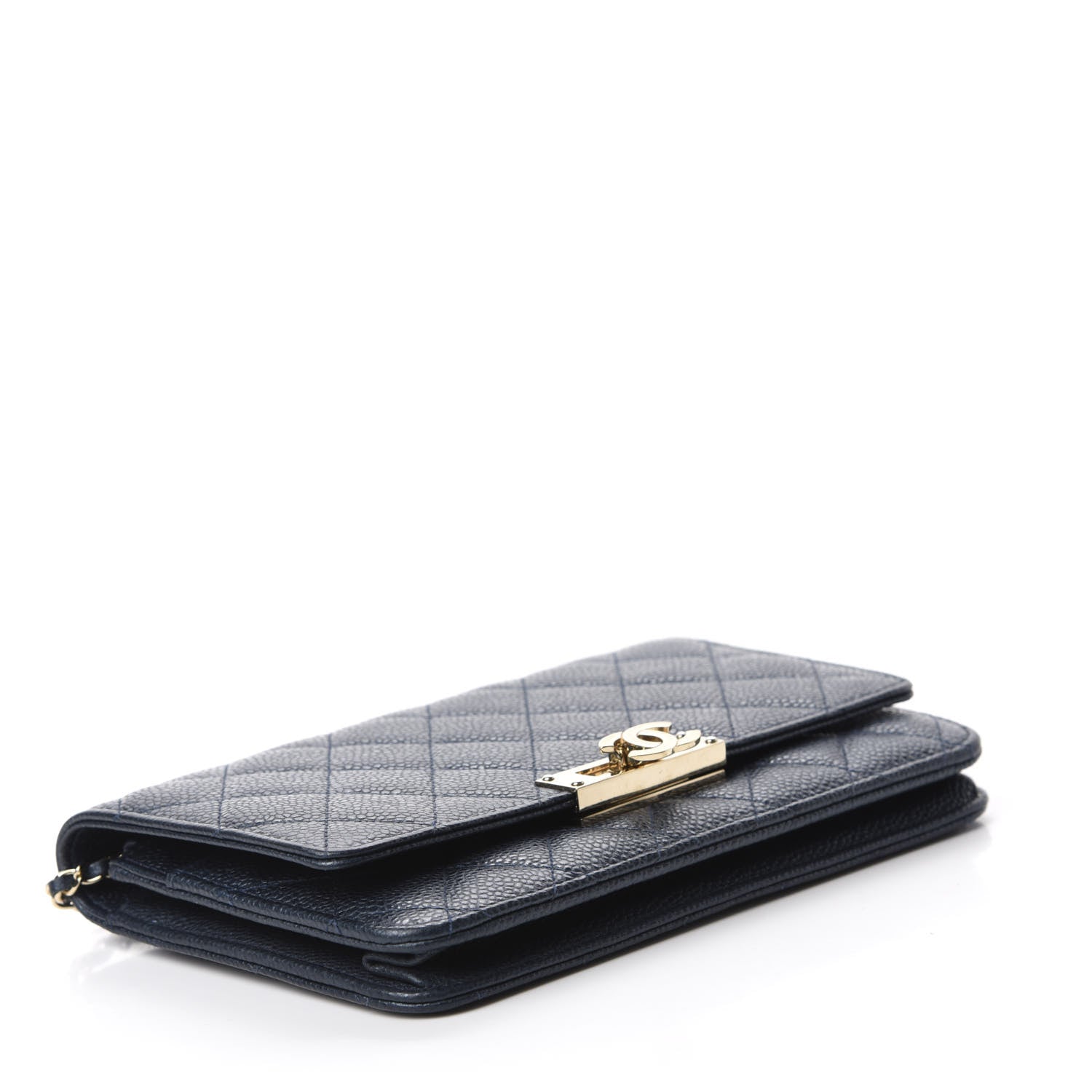 Chanel Iridescent Caviar Quilted Golden Class Wallet On Chain WOC Navy 4 of 11