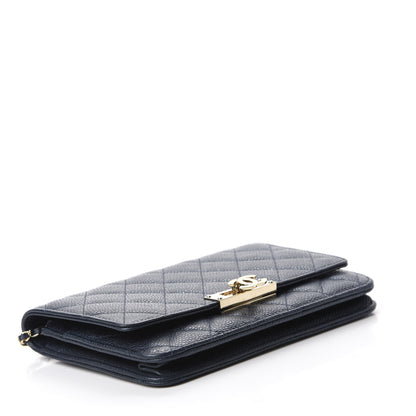 Chanel Iridescent Caviar Quilted Golden Class Wallet On Chain WOC Navy 4 of 11