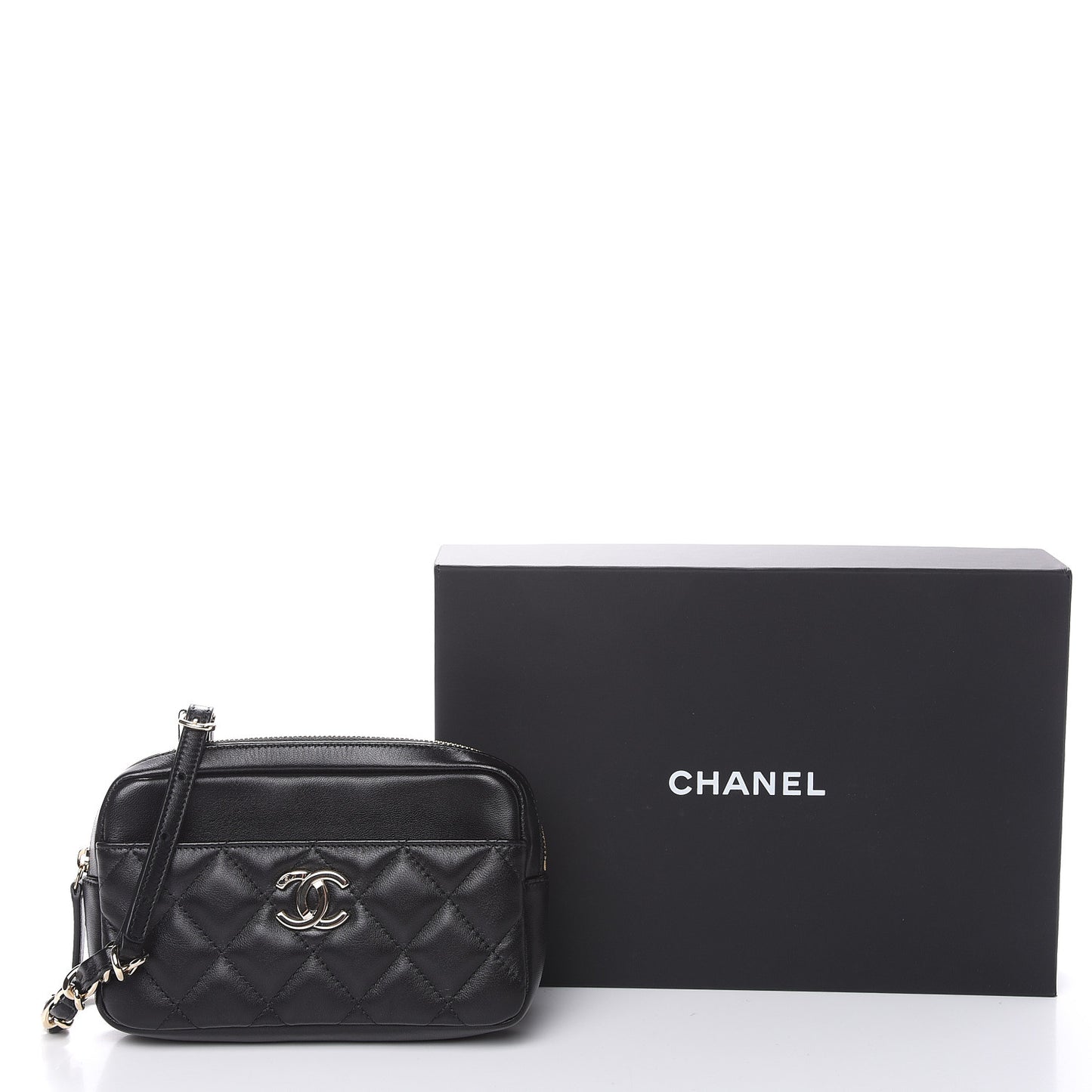 Lambskin Quilted Waist Bag Black