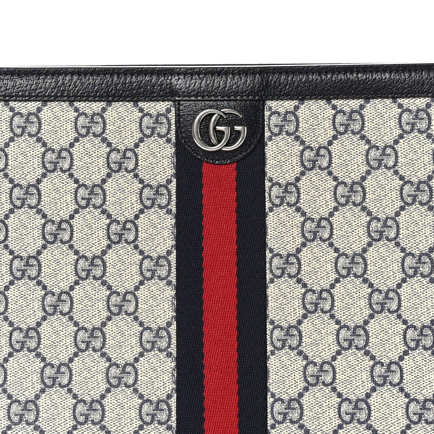 GG Supreme Monogram Web Ophidia Pouch Beige Blue