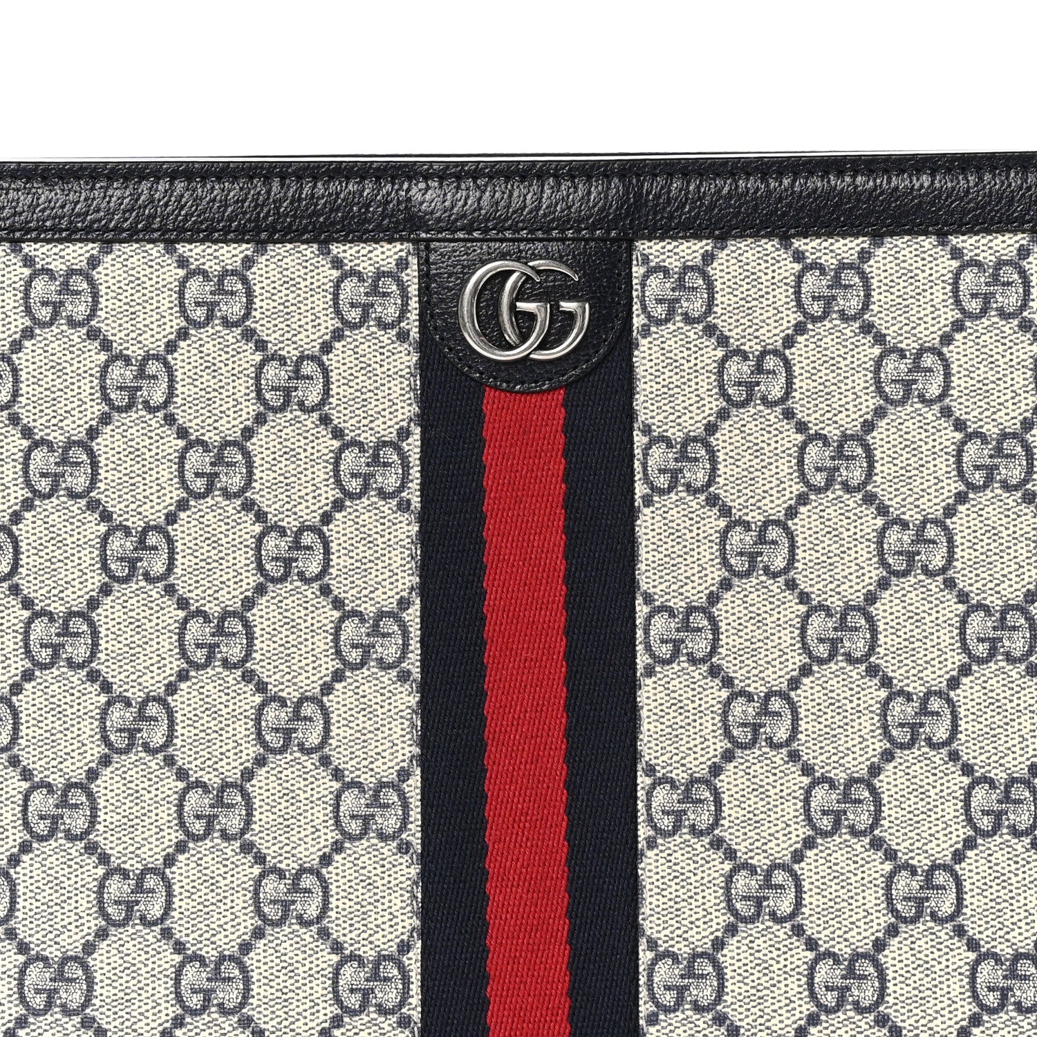 Gucci GG Supreme Monogram Web Ophidia Pouch Beige Blue 8 of 13