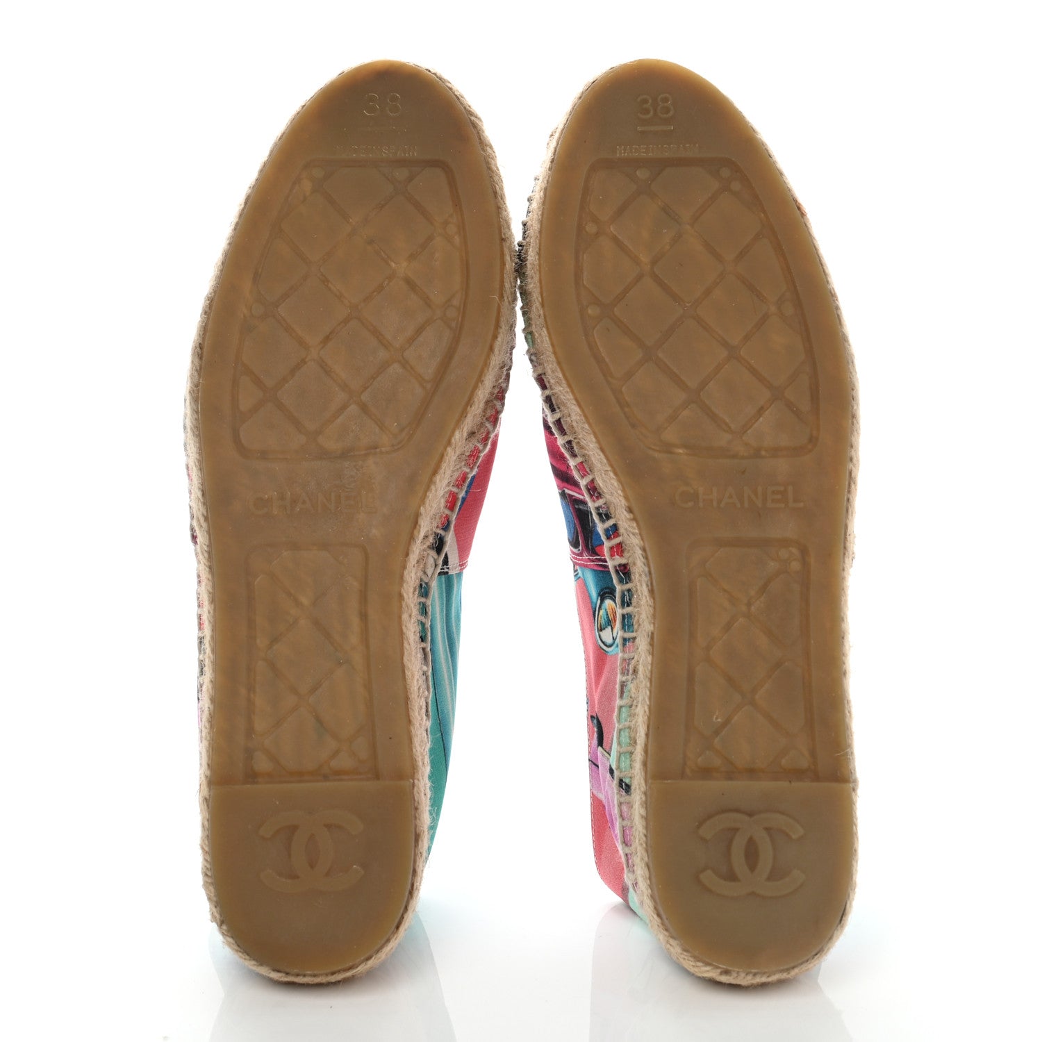 Chanel Fabric Patent CC Espadrilles Multicolor 38 Black 5 of 12