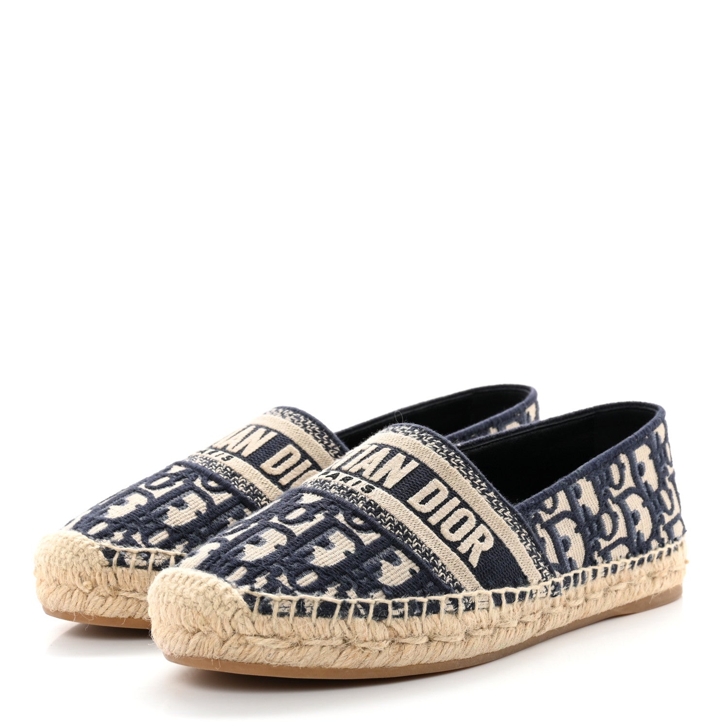 Christian Dior Oblique Embroidered Granville 15mm Espadrilles 37.5 Deep Blue 3 of 8