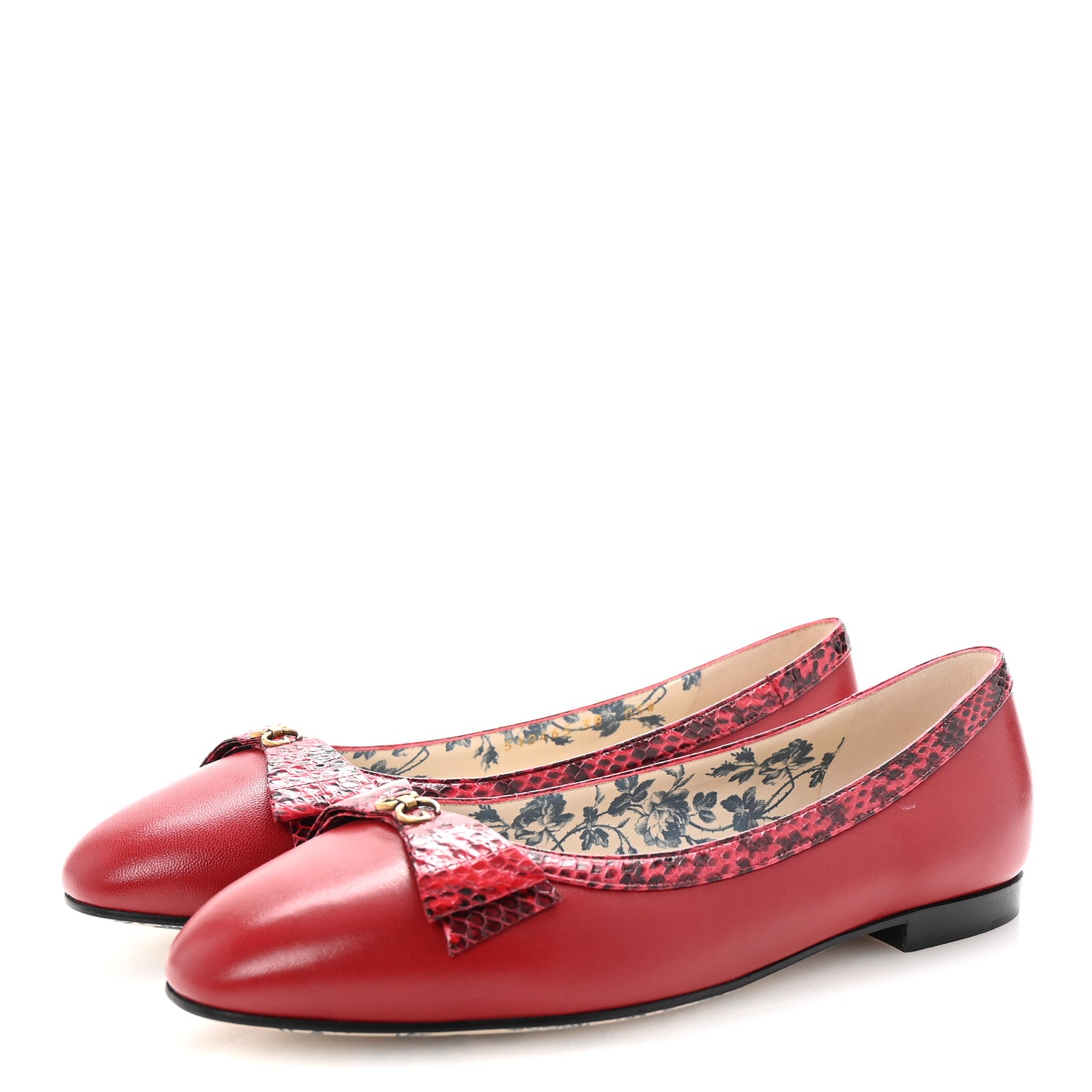 Gucci Malaga Kid Elaphe Yva Ballet Flats 38 Hibiscus Red 4 of 10