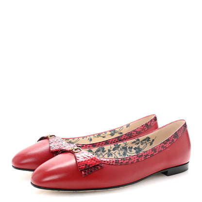 Gucci Malaga Kid Elaphe Yva Ballet Flats 38 Hibiscus Red 4 of 10