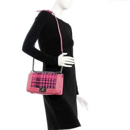 Chanel Patent Tweed Medium Boy Flap Fuchsia 2 of 8
