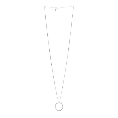 David Yurman Sterling Silver 14K White Gold Diamond Crossover Circle Pendant Necklace 3 of 4