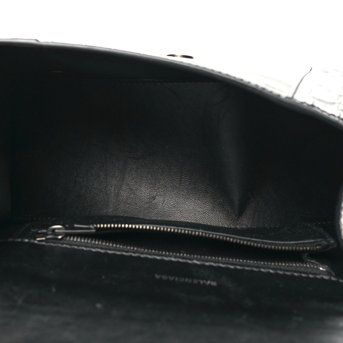 Shiny Calfskin Monochrome Crocodile Embossed Small Hourglass Top Handle Bag Black