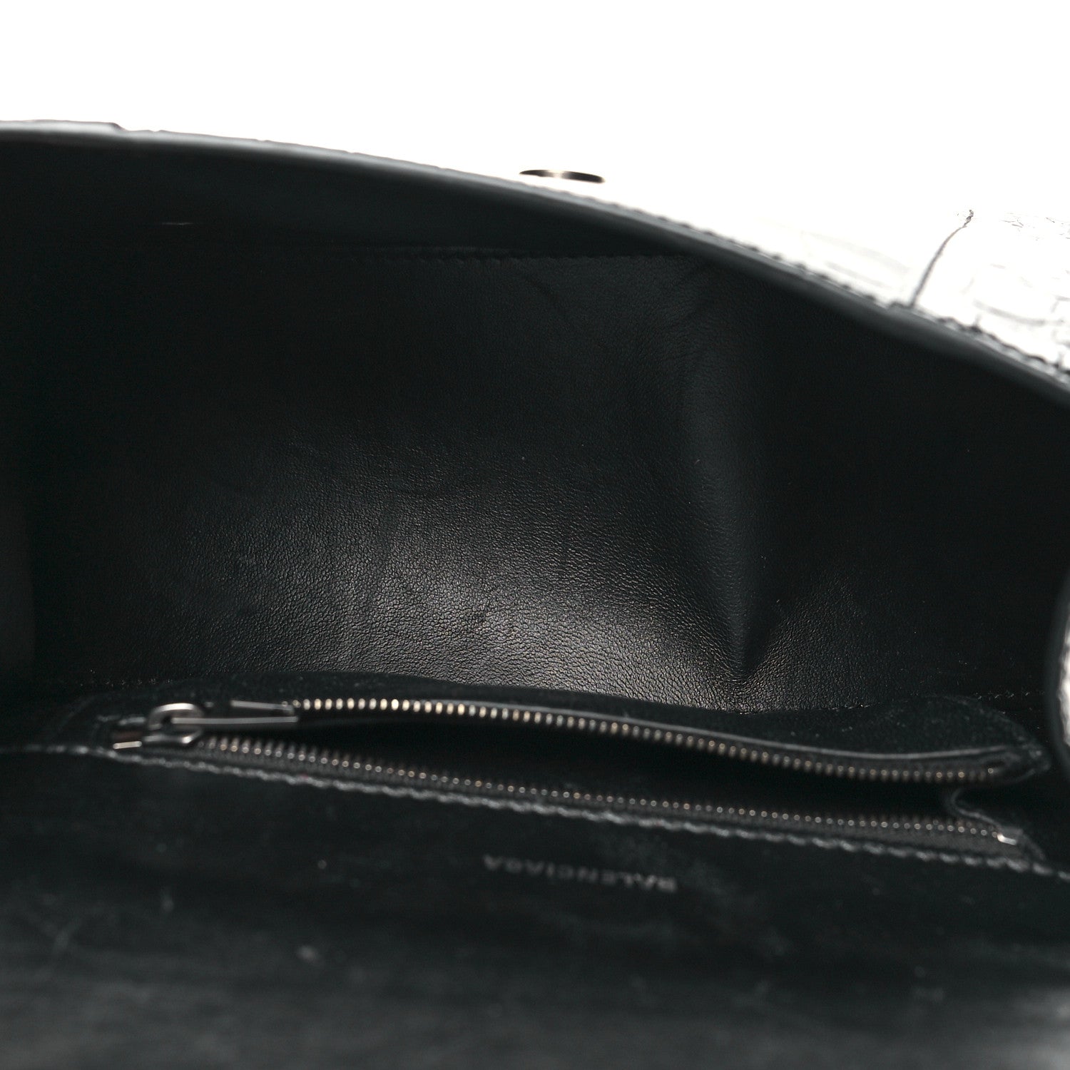 Balenciaga Shiny Calfskin Monochrome Crocodile Embossed Small Hourglass Top Handle Bag Black 5 of 11
