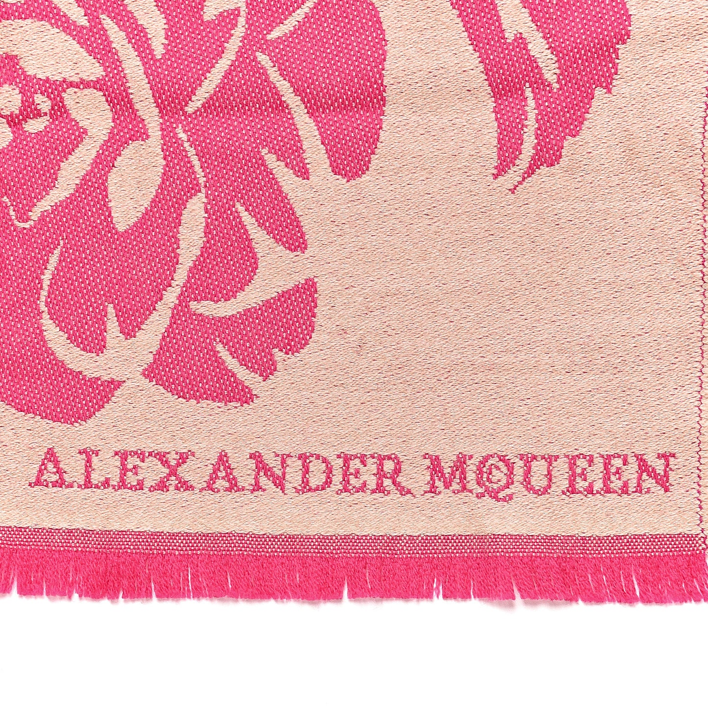 Wool Oversized Skull Scarf Magenta Beige