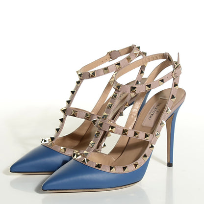 Valentino Garavani Nappa Rockstud Ankle Strap 100mm Pumps 38 Indaco Poudre 3 of 7
