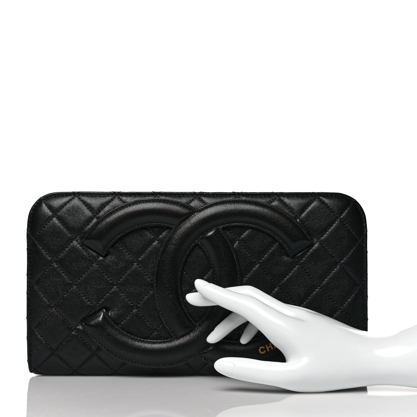 Lambskin Quilted Coco Midnight Clutch Black
