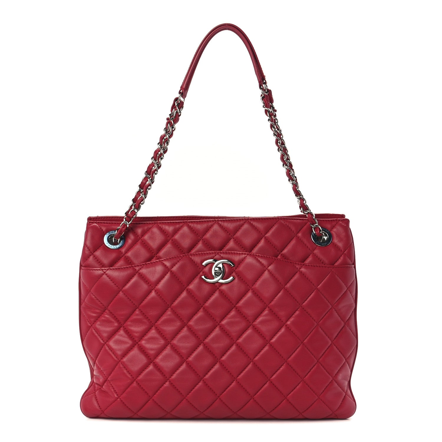 Chanel Lambskin Quilted Accordion Shopping Tote Dark Pink 1 of 11