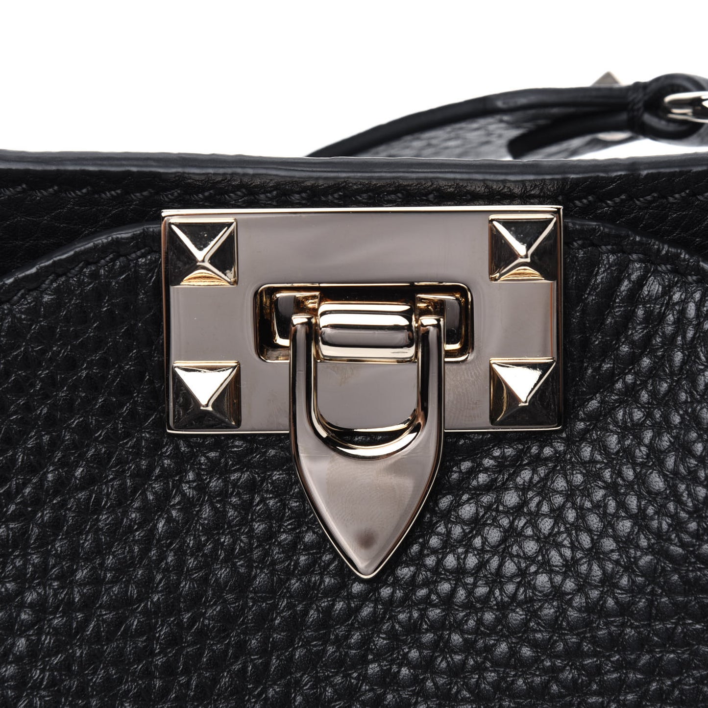 Pebbled Calfskin Mini Rockstud Flip-Lock Messenger Bag Black