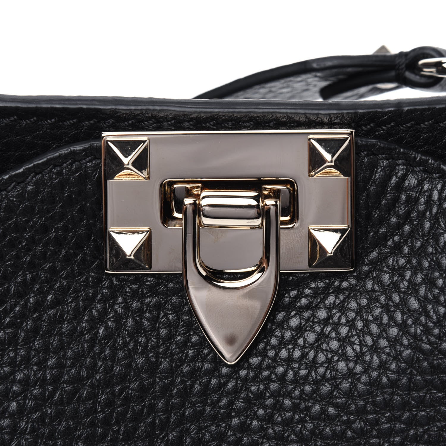 Valentino Garavani Pebbled Calfskin Mini Rockstud Flip-Lock Messenger Bag Black 10 of 11