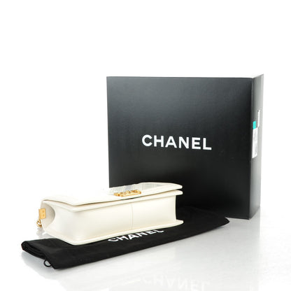 Chanel Caviar Suede Calfskin Chevron New Medium Boy Flap White 4 of 7