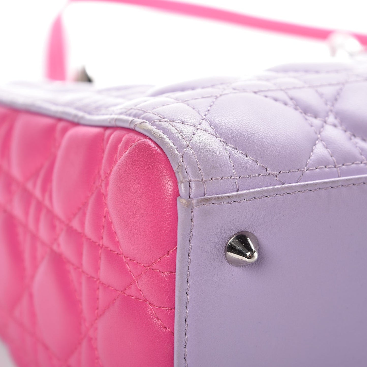 Lambskin Cannage Medium Bi-Color Lady Dior Pink Purple