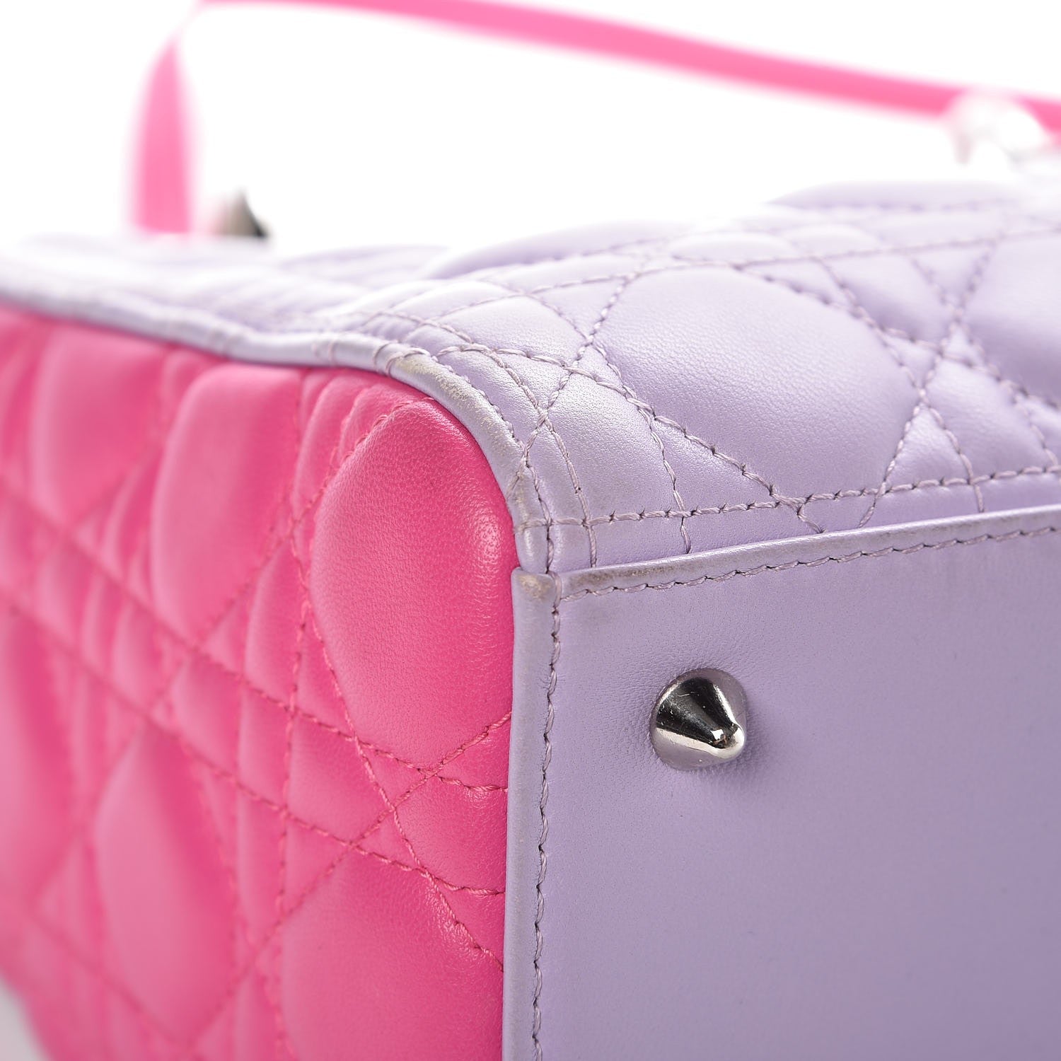 Christian Dior Lambskin Cannage Medium Bi-Color Lady Dior Pink Purple 8 of 17
