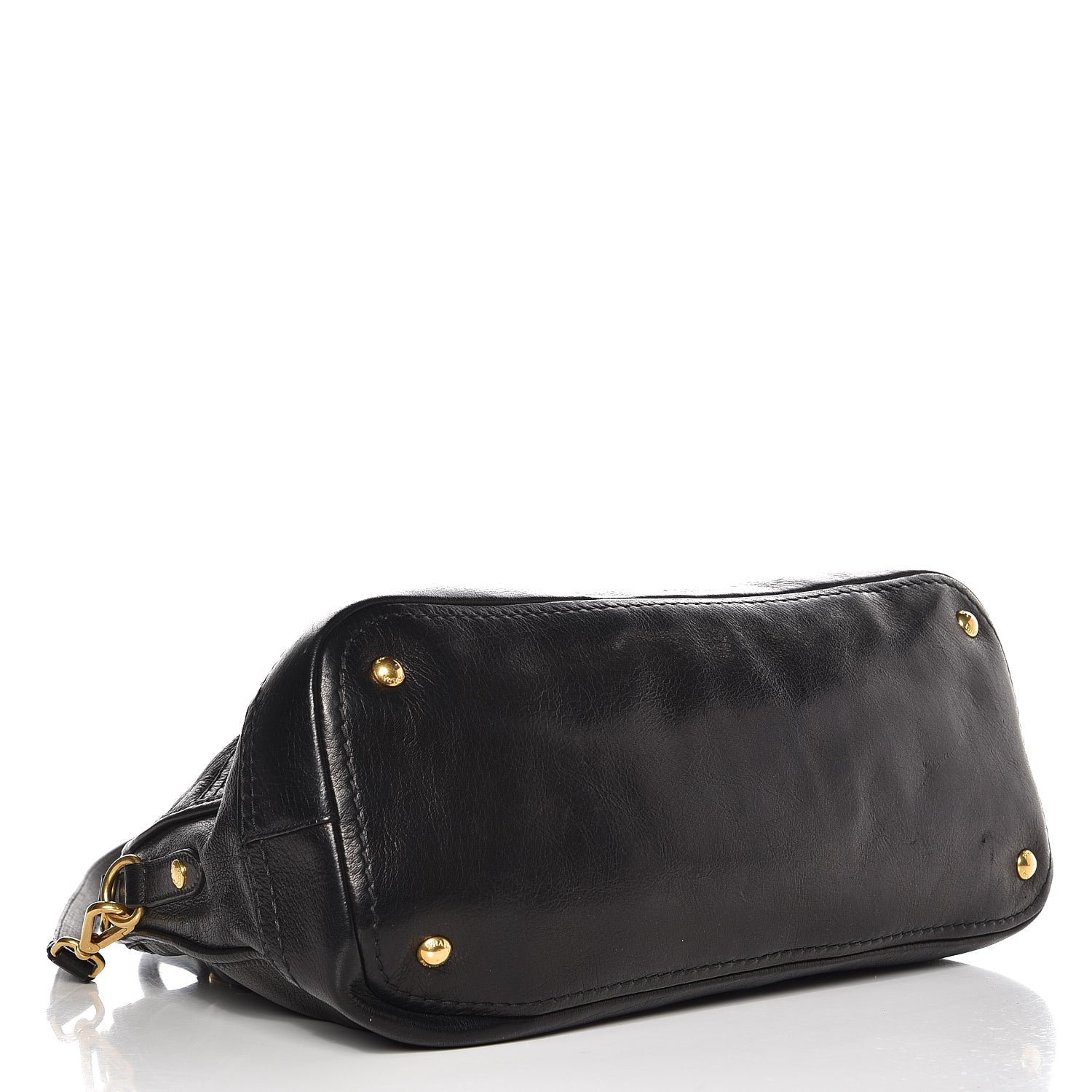 Prada Cervo Deerskin Dome Satchel Black 5 of 10