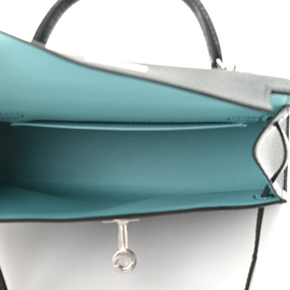 Hermes Chevre Mysore Verso Mini Kelly Sellier 20 Vert Titien Bleu Atoll 5 of 9