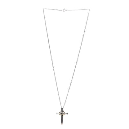 Tiffany Sterling Silver 18K Yellow Gold Cross Pendant Necklace 3 of 7