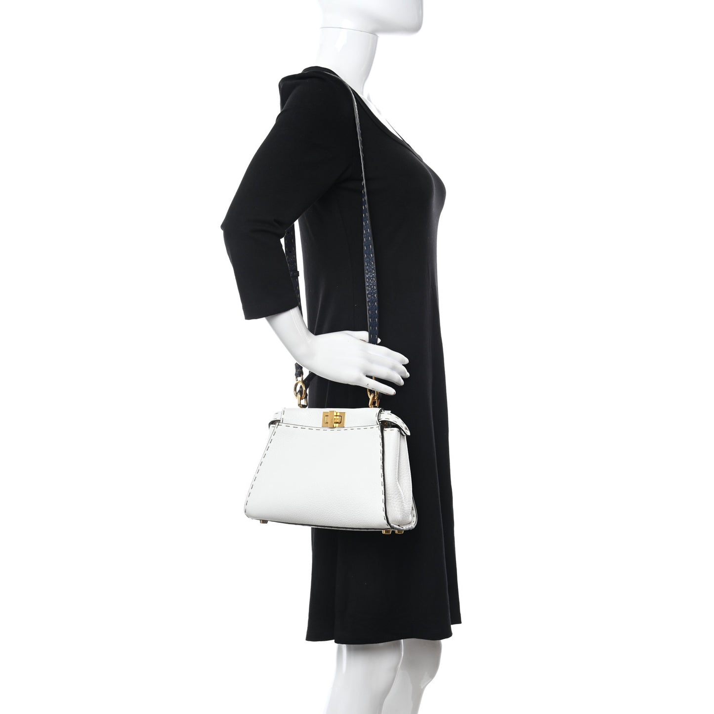 Cuoio Romano Selleria Tri-color Mini Peekaboo Iconic Satchel White Indaco Saddler