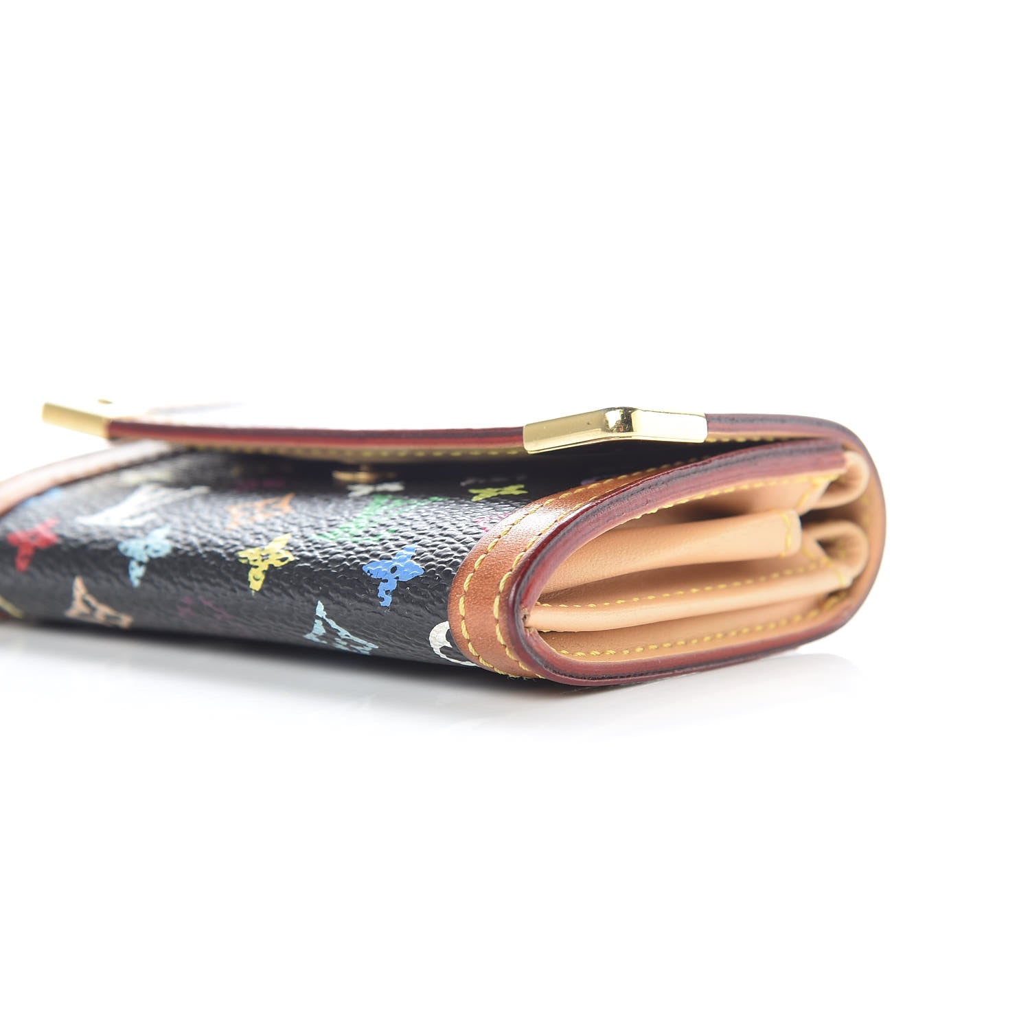 Louis Vuitton Monogram Multicolor Porte-Monnaie Plat Coin Purse Black 8 of 12